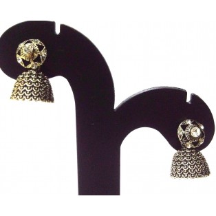 Silver Oxidized Earrings Jhumka Jhumki Jewelry Bollywood Drop Dangle Long EA357